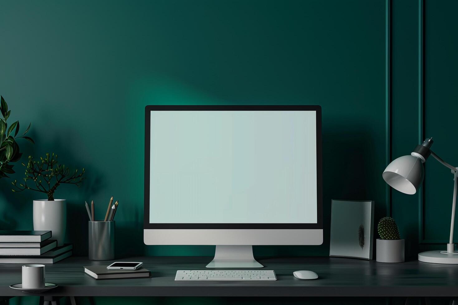 Professional computer monitor mockup with a  appearance background photo