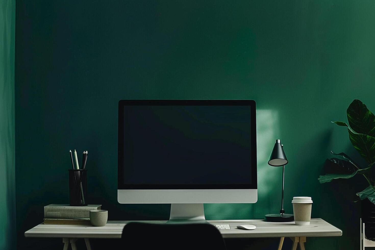 Stylish computer monitor mockup with an  design on a contemporary background photo
