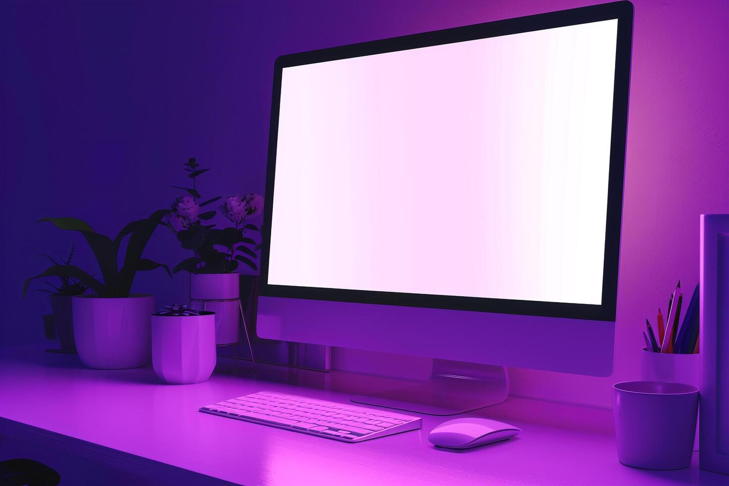 Computer monitor mockup with a  design on a contemporary professional background photo