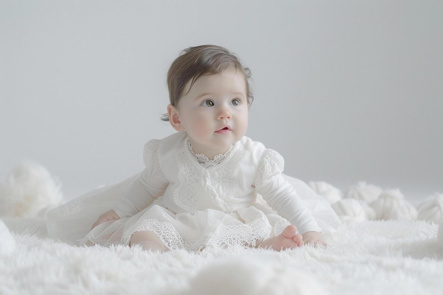 Adorable baby in a formal dress with a charming and  appearance photo