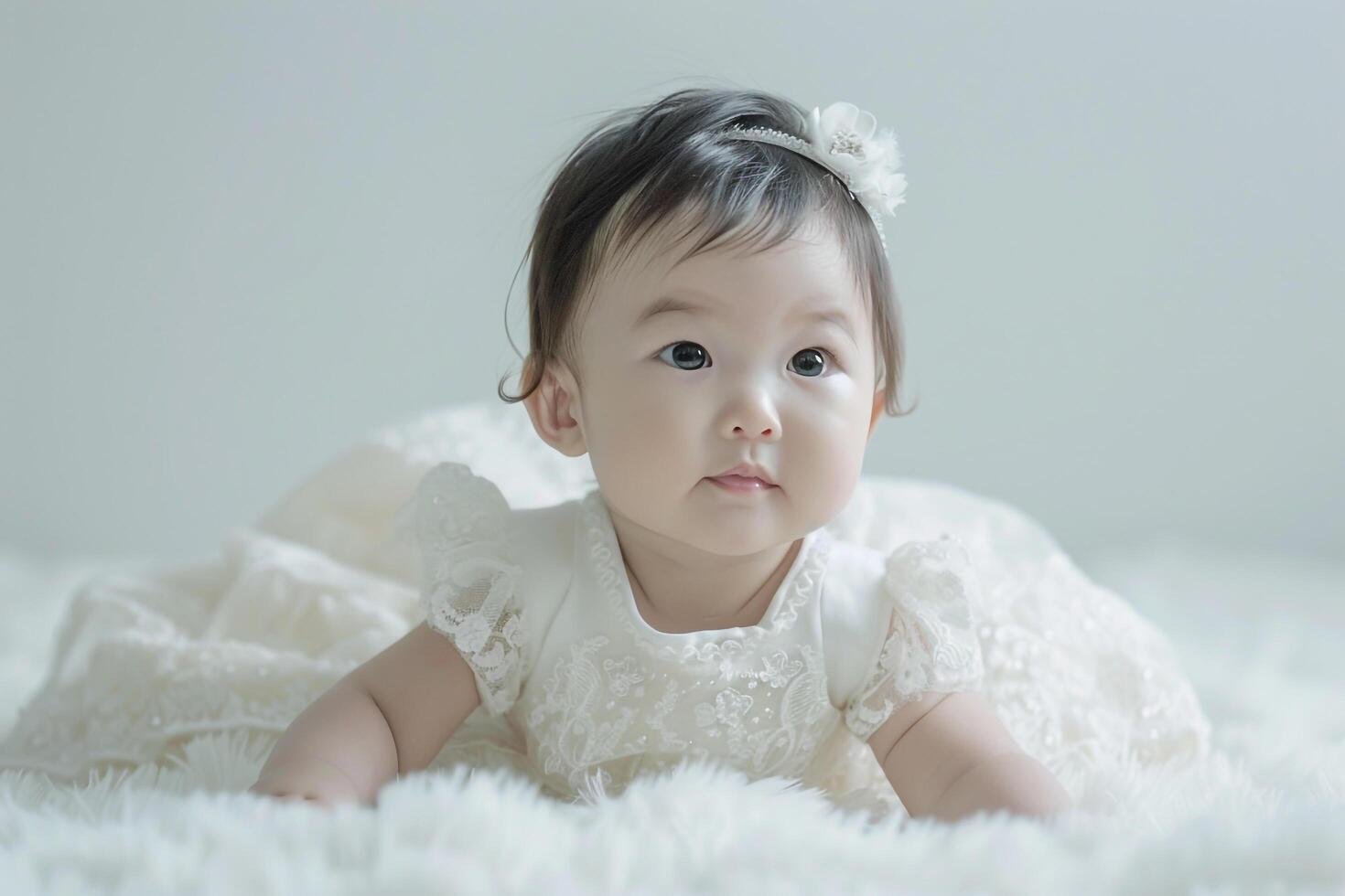 Adorable baby in a tutu dress with a charming and  style photo