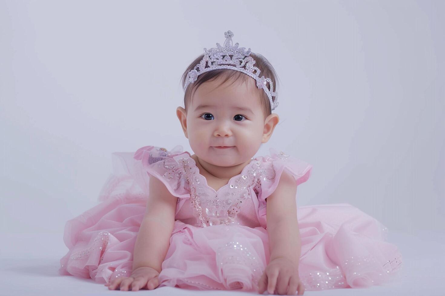 Baby in a princess costume with a charming and playful appearance photo