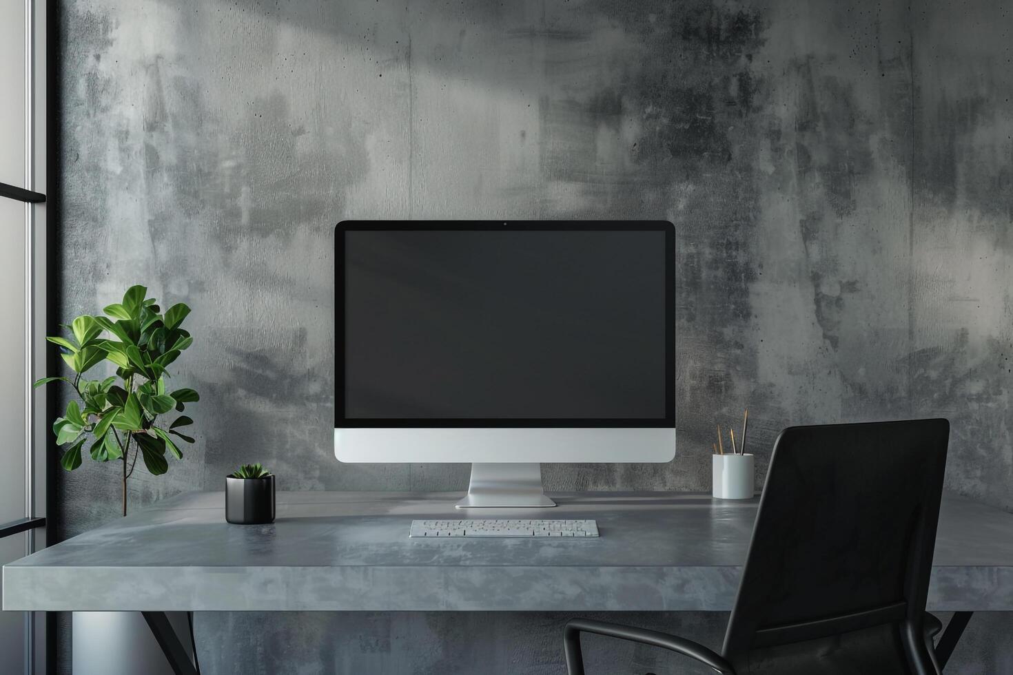 Computer Monitor Mockup with High Display Background photo