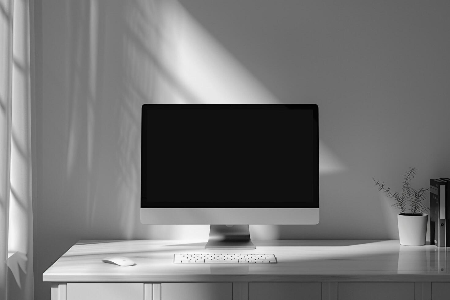 Advanced Computer Monitor Mockup with Dynamic Screen Background photo