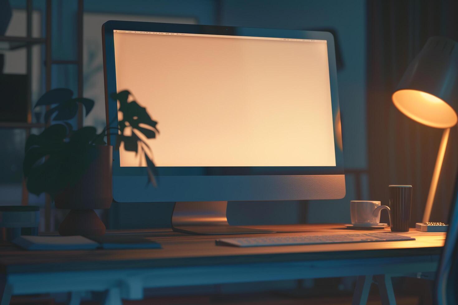 High Computer Monitor Mockup for  Displays Background photo