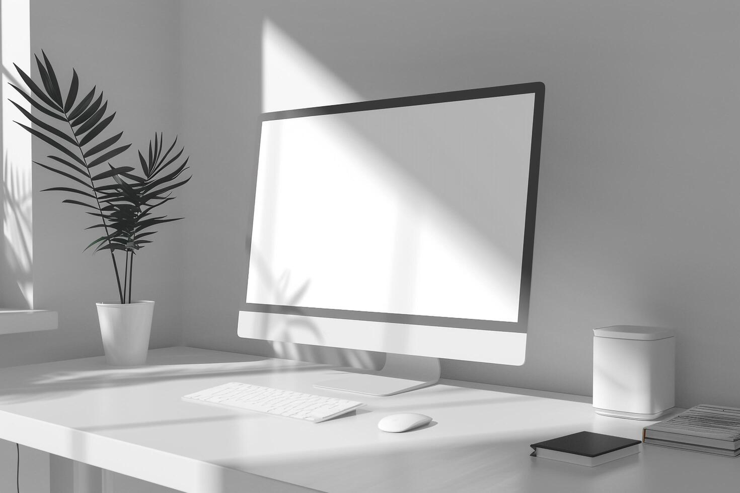 Computer Monitor Mockup with  Design Background photo