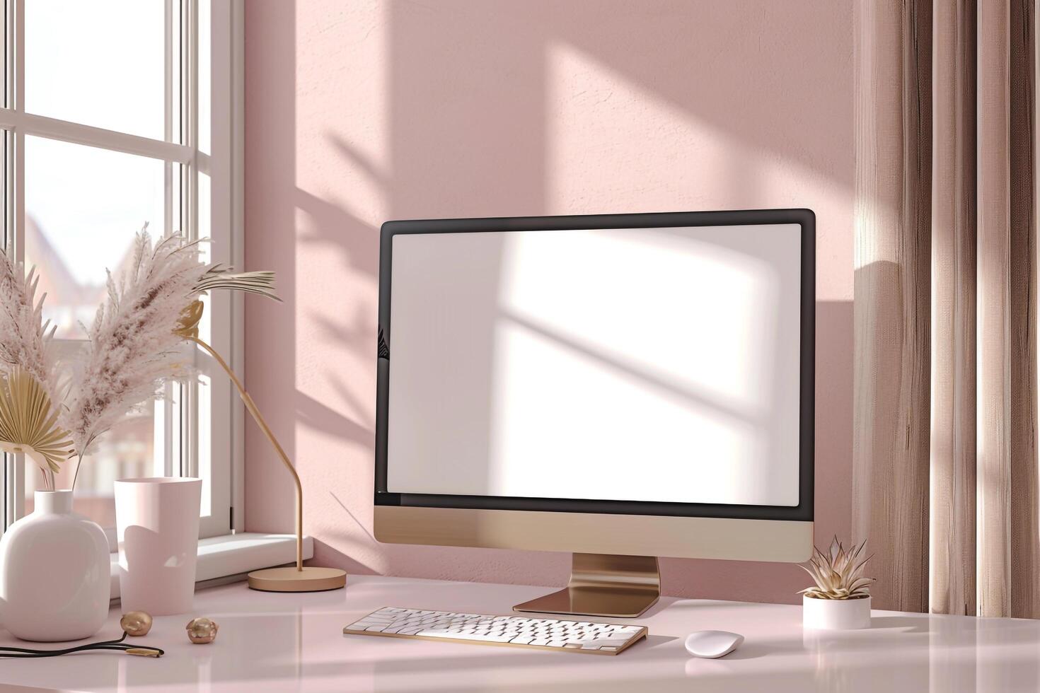 Computer Monitor Mockup with HD Display Background photo