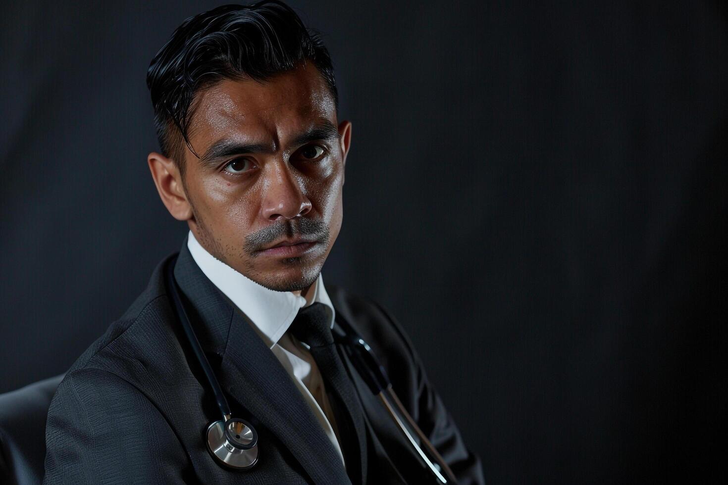 Doctor in Formal Attire with  Medical Background photo