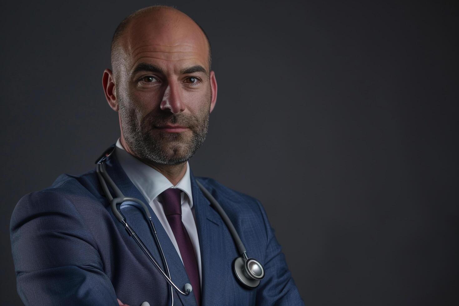 Doctor in Formal Attire with Stethoscope in HighQuality Healthcare Background photo
