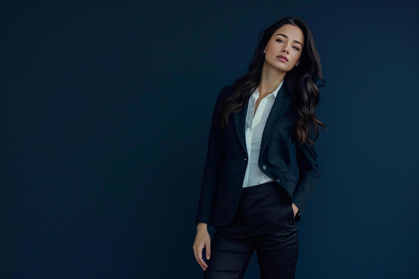 Businesswoman in Formal Attire Walking Confidently Background photo