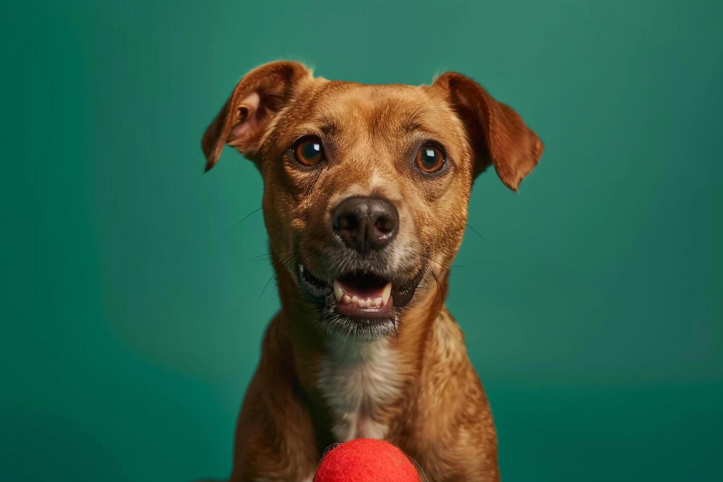 Energetic Dog with Toy in PetFriendly Environment Background photo
