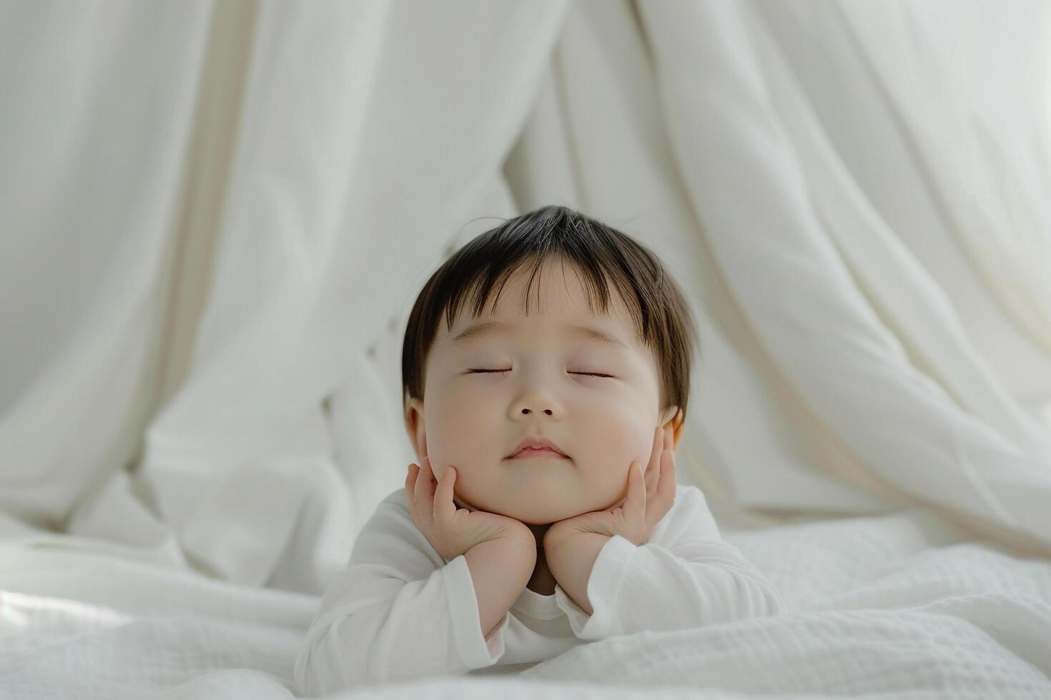and cozy baby wrapped in a blanket peaceful repose with a gentle background photo