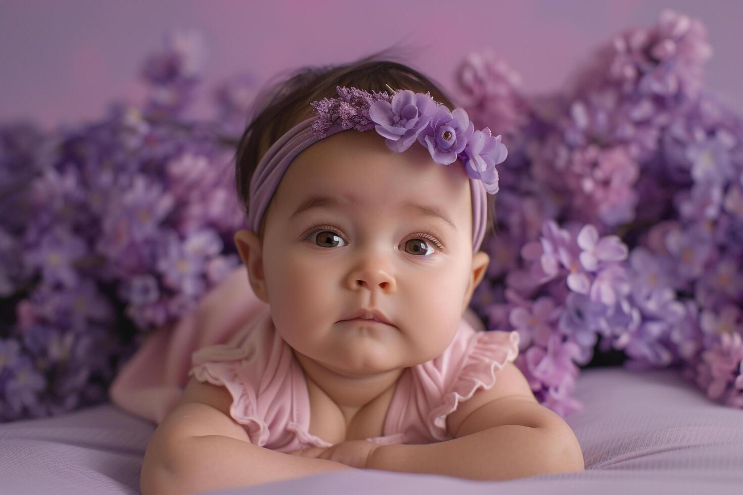 Baby with  Lilac Background for Portrait graphy photo