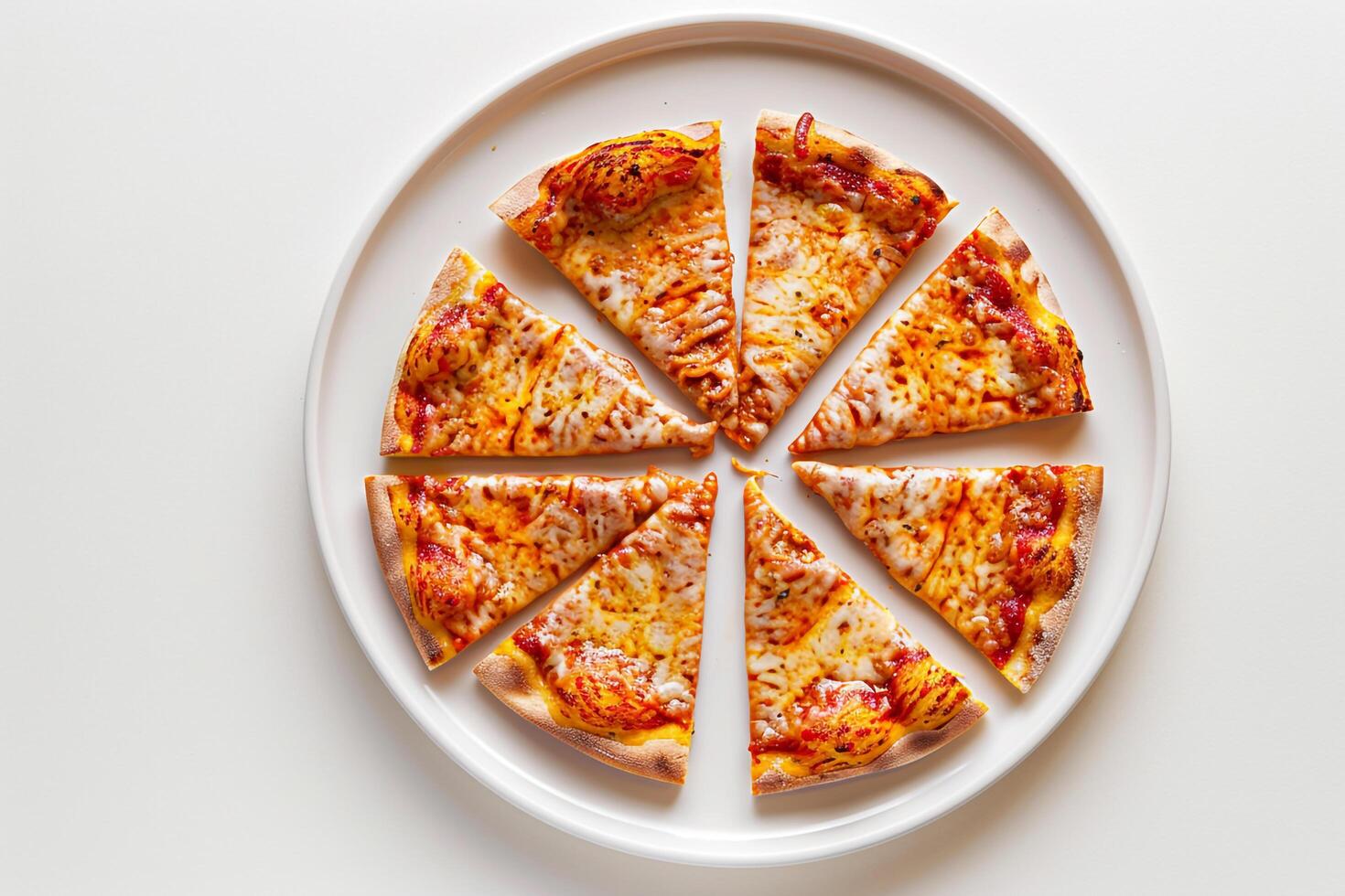 Geometric Arrangement of Pizza Slices on a Ceramic Plate photo