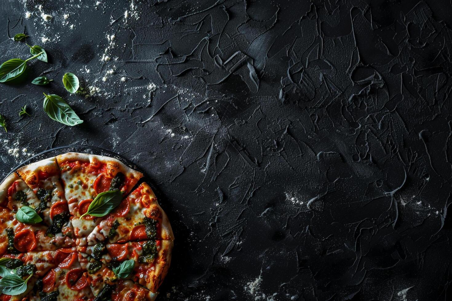 Pizza Ingredients Arranged on a  Textured Surface photo