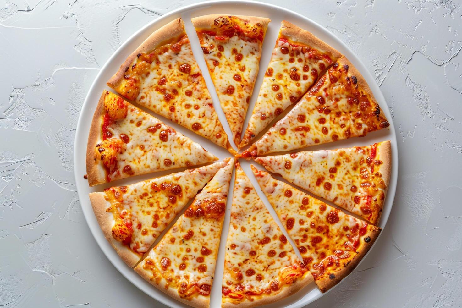 Pizza Slices Arranged in Circular Pattern on Ceramic Plate photo