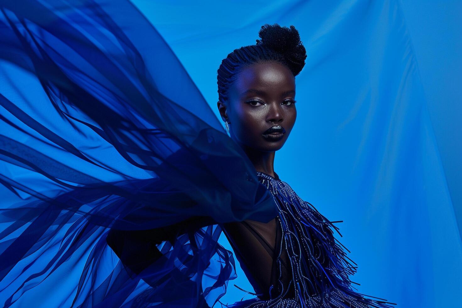 Model in High Fashion Ensemble with  Urban photo