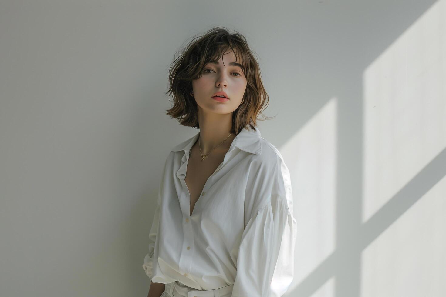 Woman in Effortless Chic Outfit with  and  Accents photo