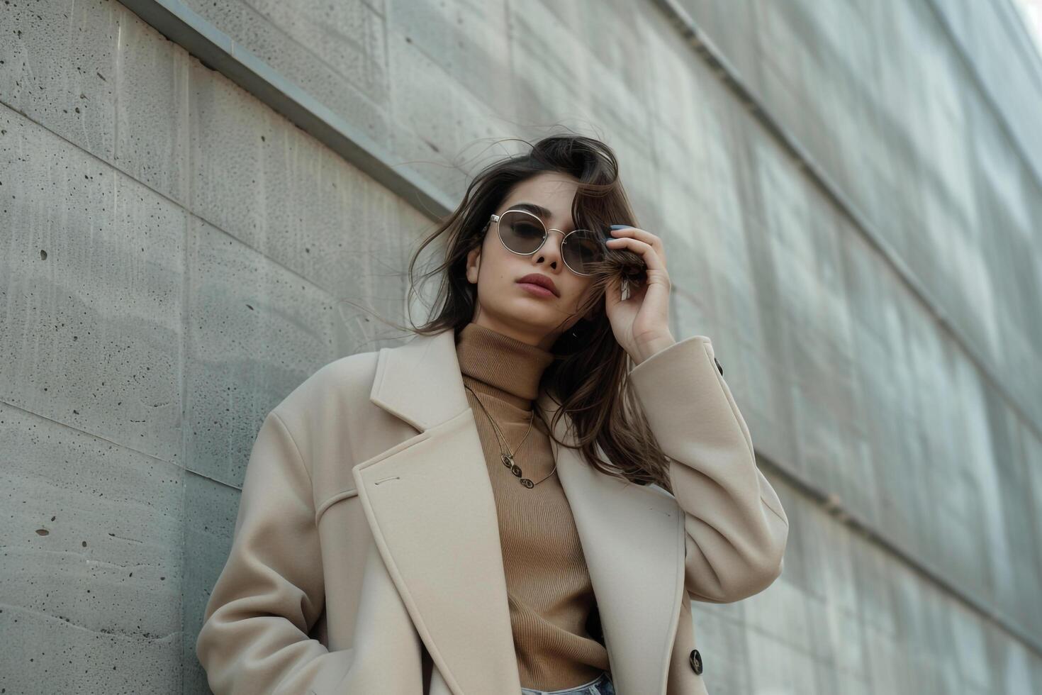 Woman in Casual Chic Outfit with   Accents and  Design photo
