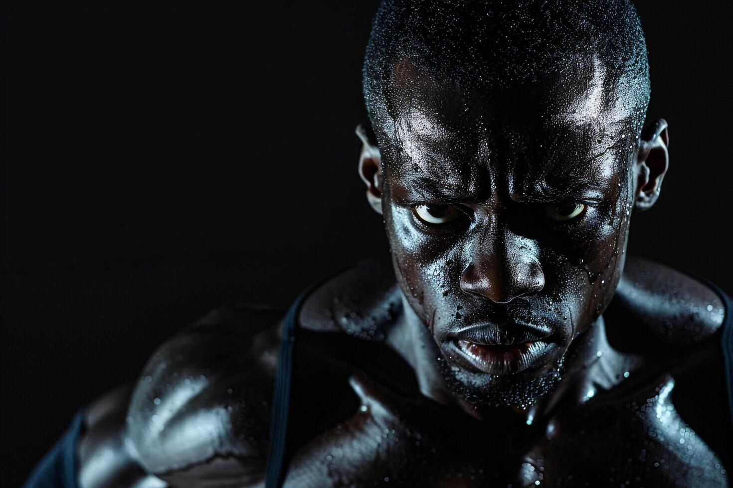 Studio Portrait of Athlete in Training Gear Dynamic Background photo