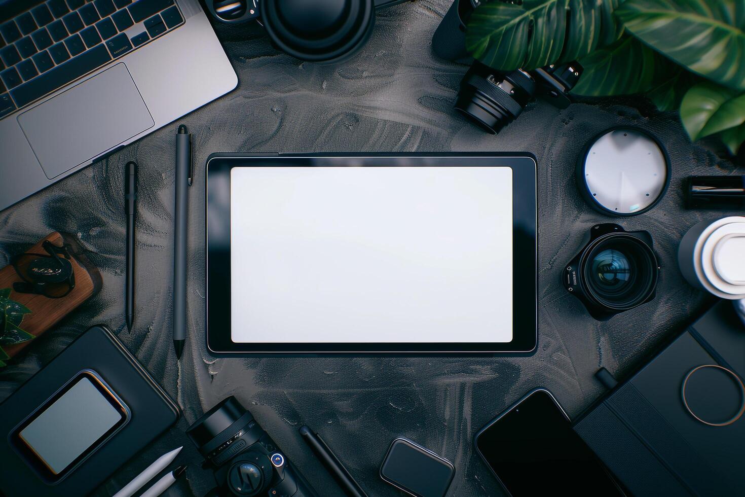 Tablet Screen Mockup with  UI Design and Interactive Elements photo