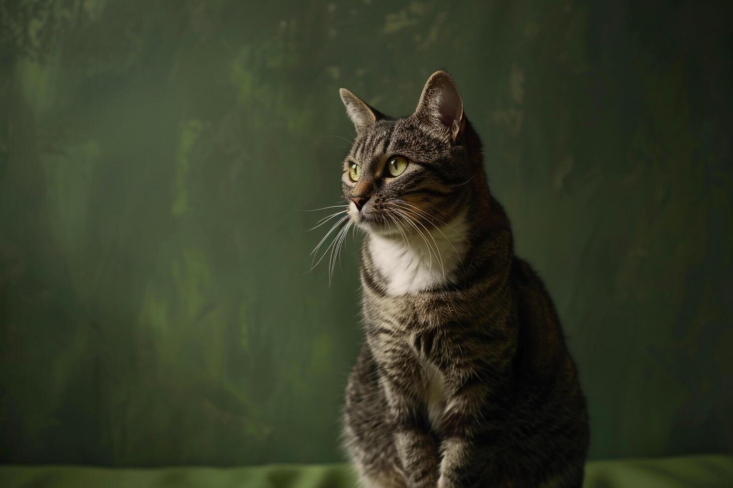 Attentive Cat PerchedLush Forest photo