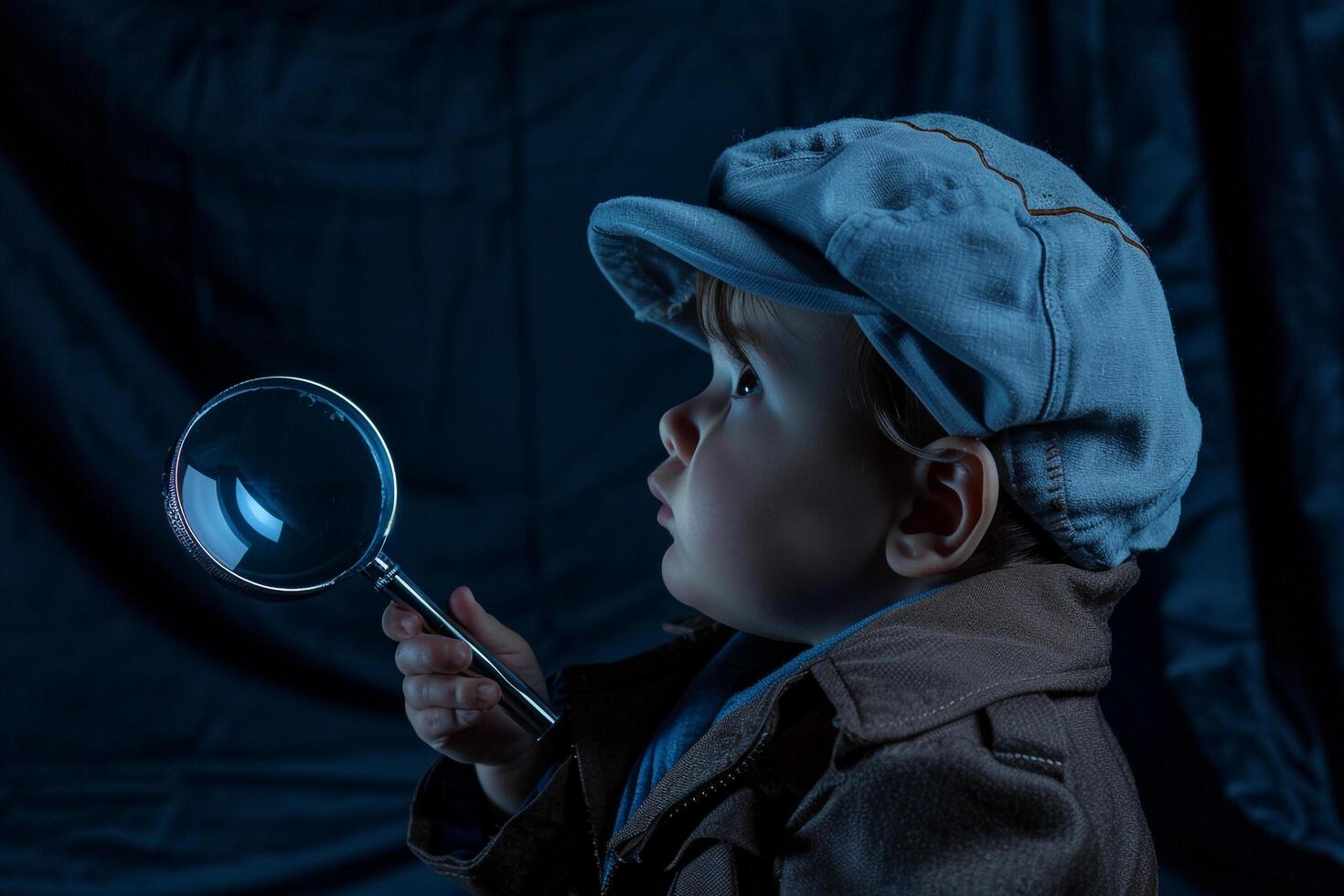 Baby in Detective Outfit with Magnifying Glass Cute and Classic Detective Costume Look photo