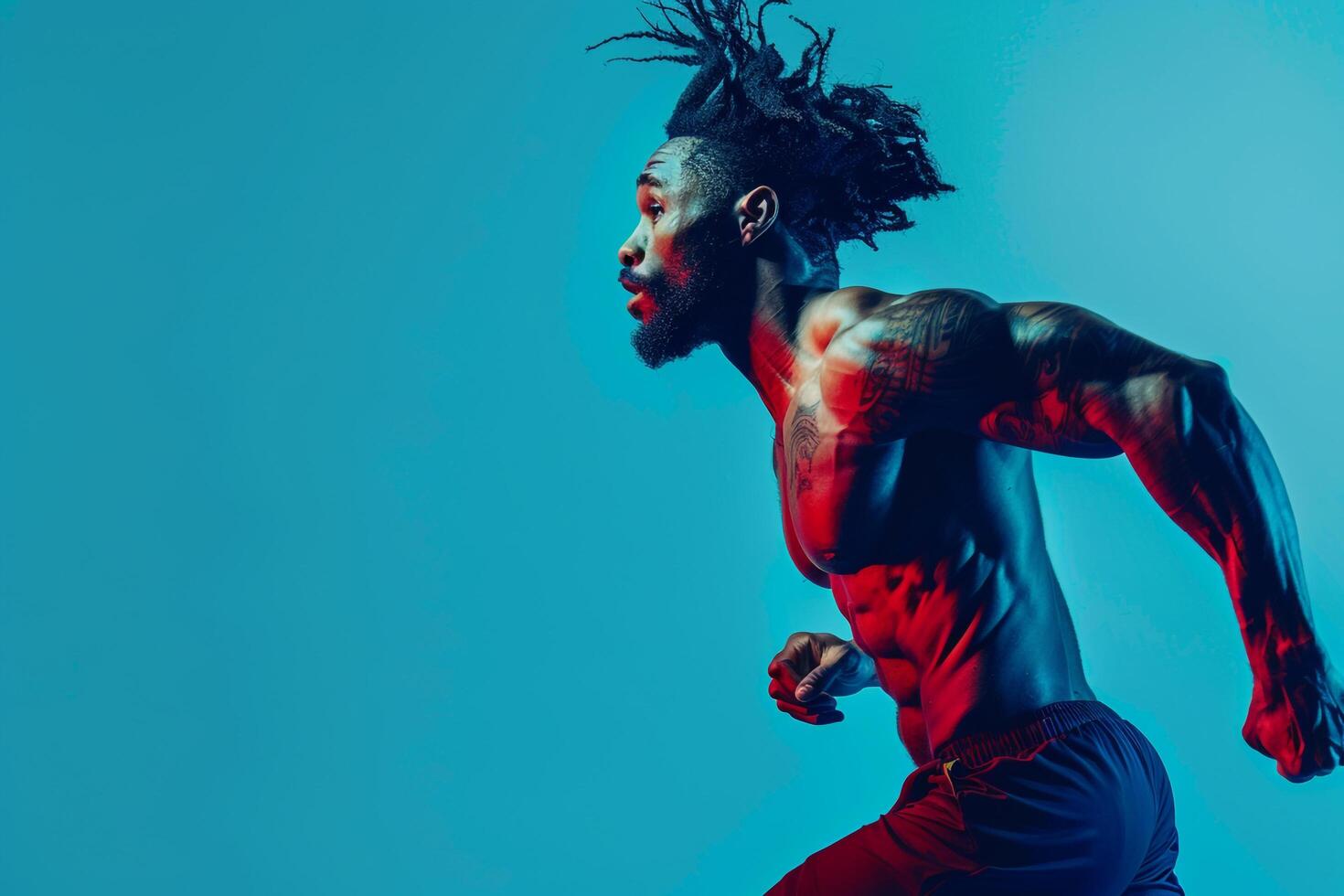 Studio Portrait of Athlete in Action Dynamic and Powerful Sports Performance photo