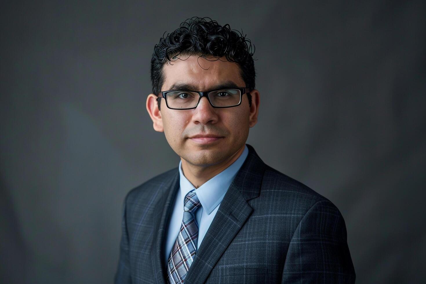 Male Doctor in Gray Suit and Tie with Neutral Background photo