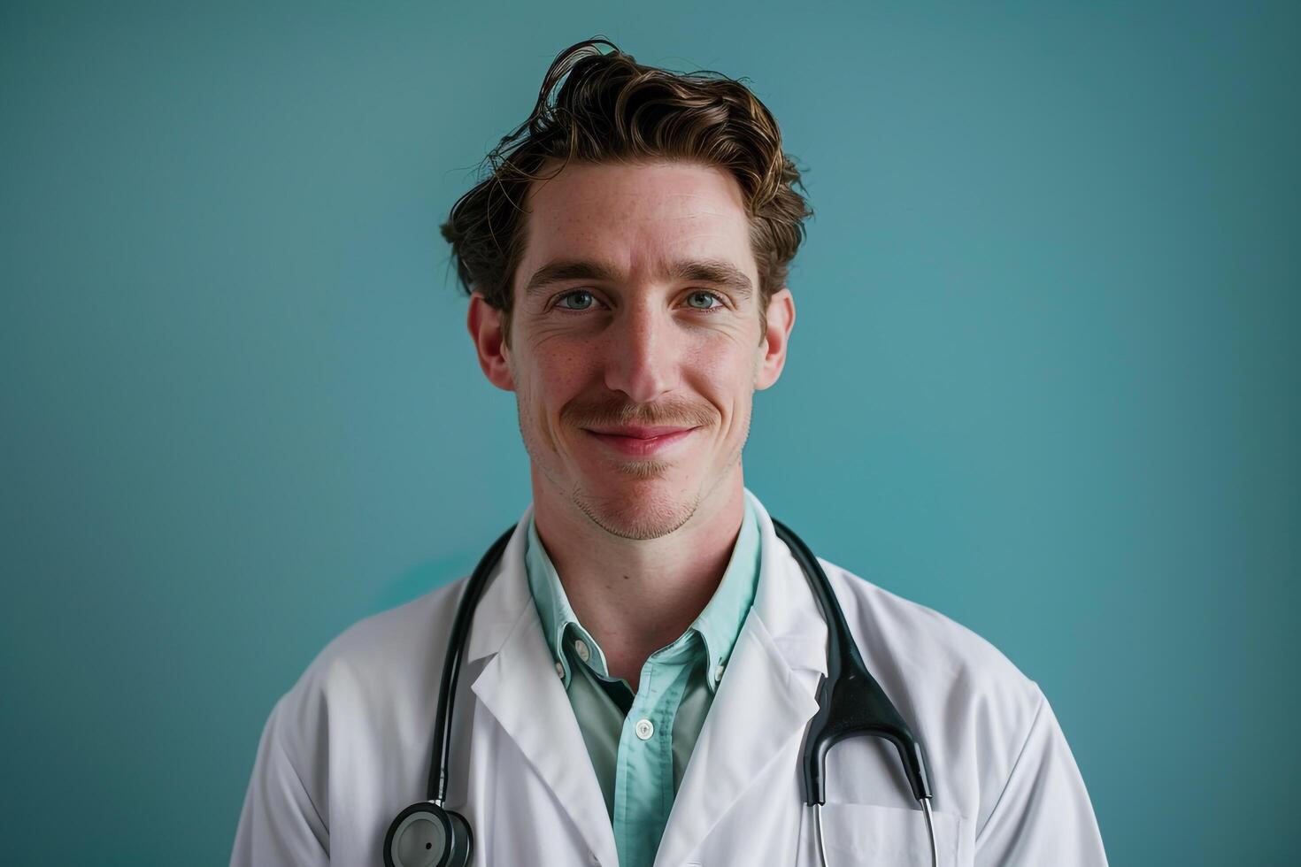 Male Doctor with Friendly Smile in Professional Attire photo