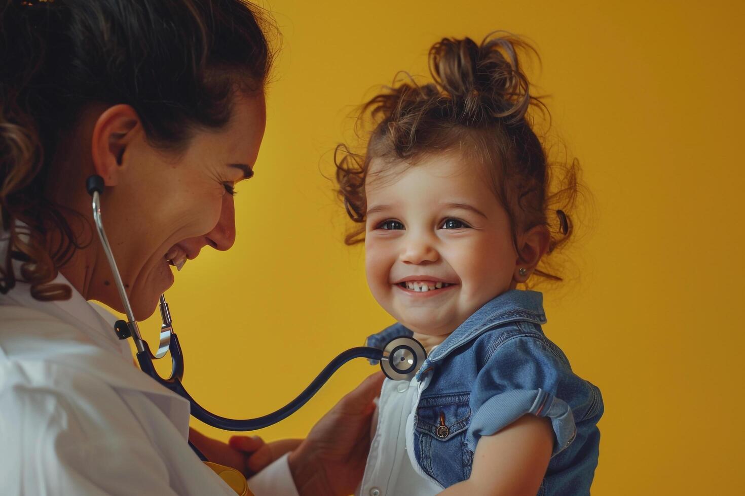 Pediatrician with Stethoscope and Smiling Child photo