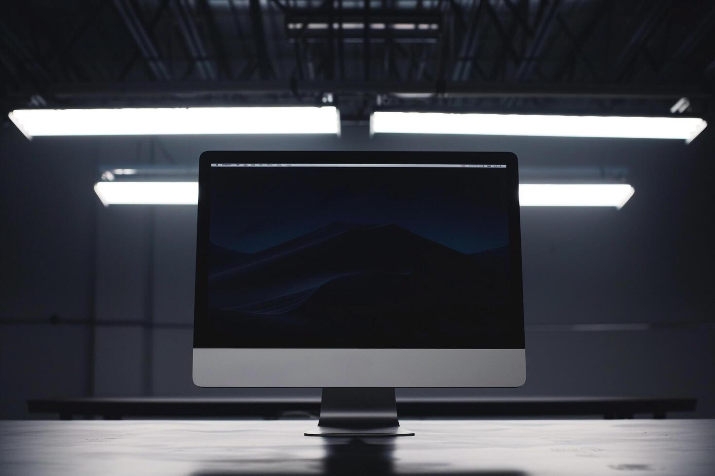 Computer Monitor Mockup Display on Brushed Metal for Contemporary Tech Presentation photo