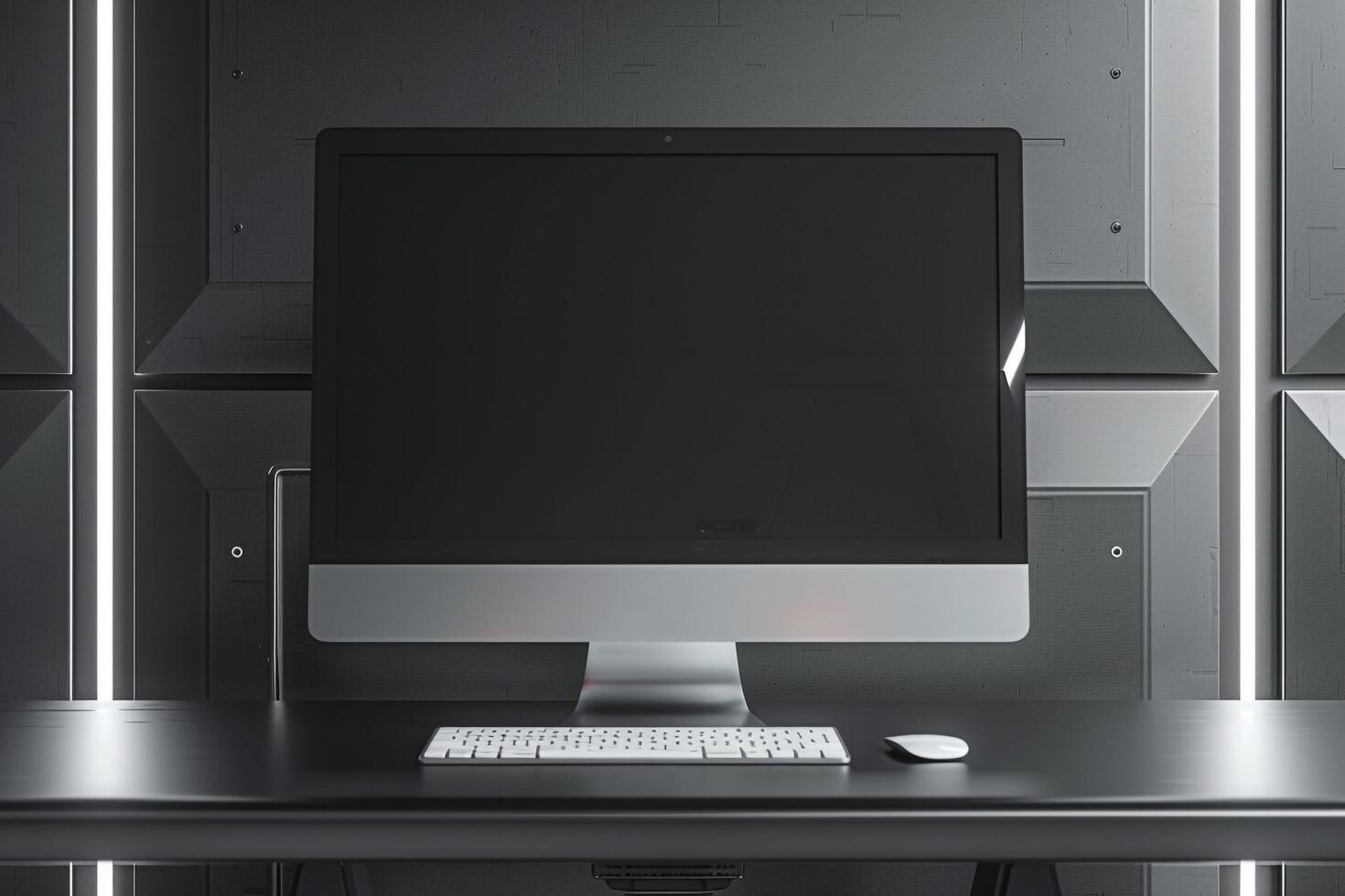 Computer Monitor Mockup on Metallic  Background for Professional Tech Display photo