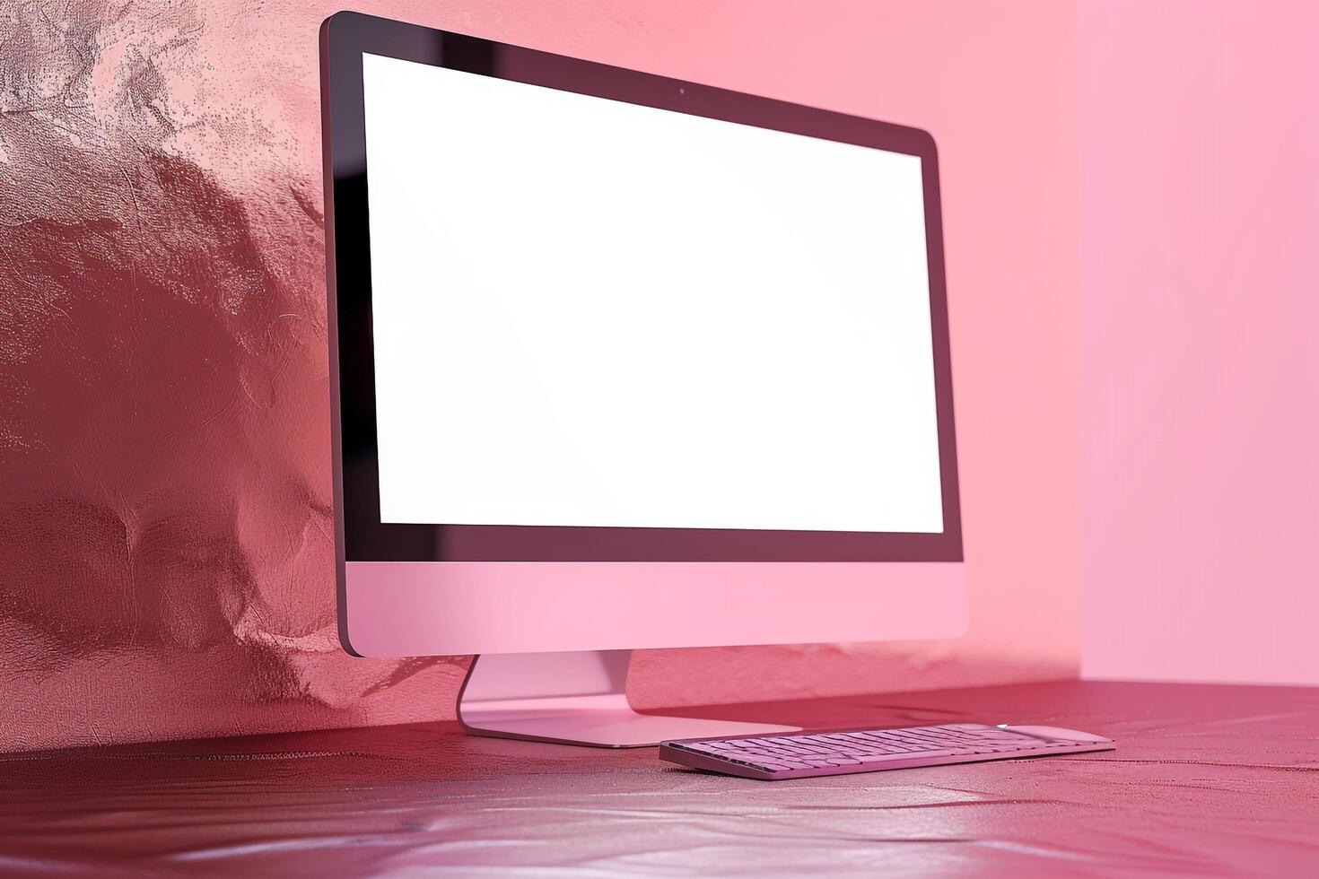 Computer Monitor Mockup Screen on Metallic Bronze Background for Sophisticated Tech Presentation photo