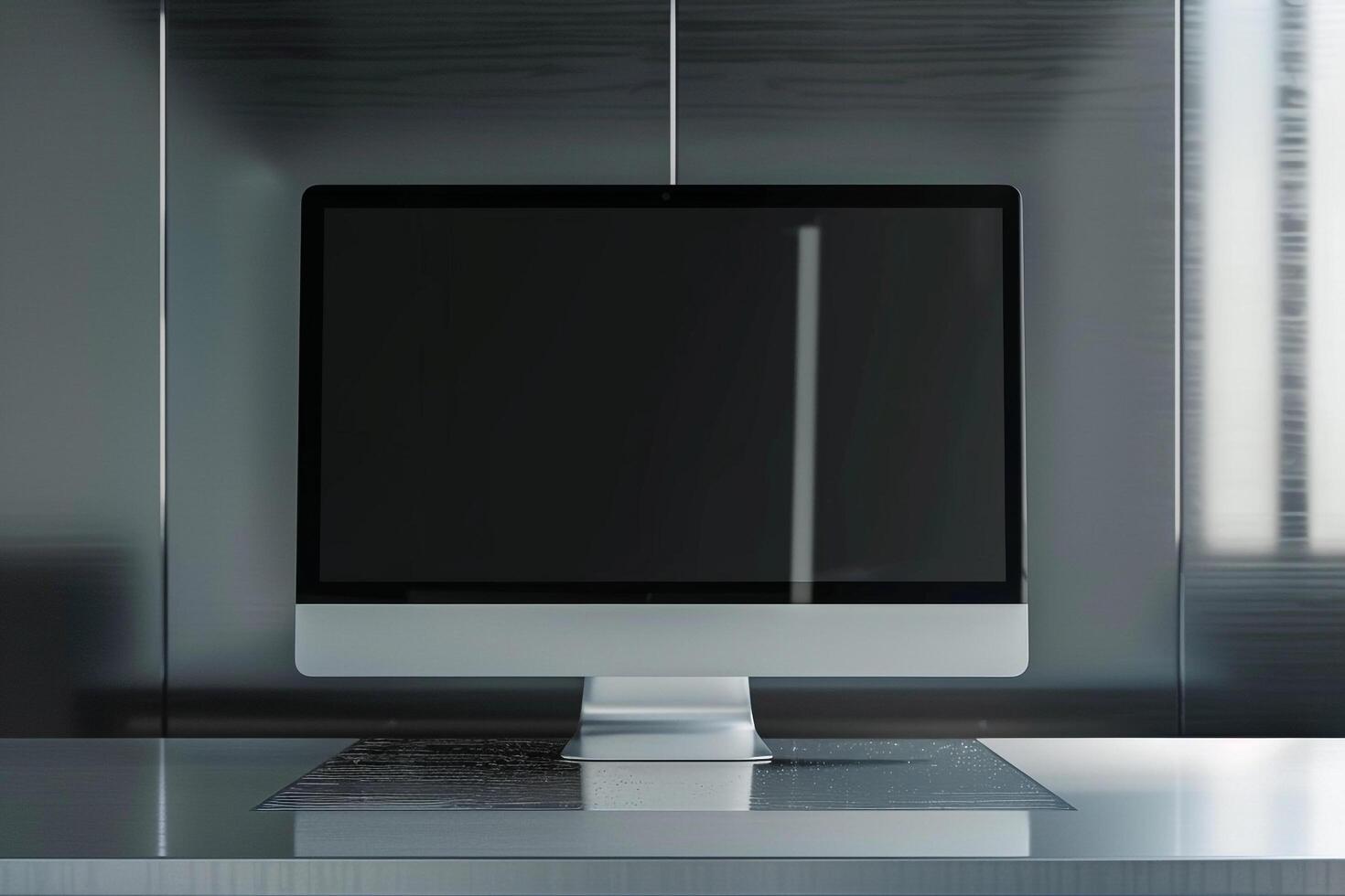Computer Monitor Mockup Screen on Metallic  Background for  Tech Design photo