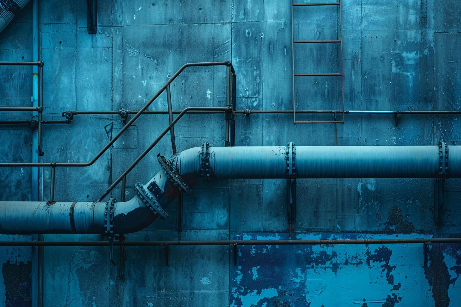 of Blue Textured Industrial Pipes Background photo