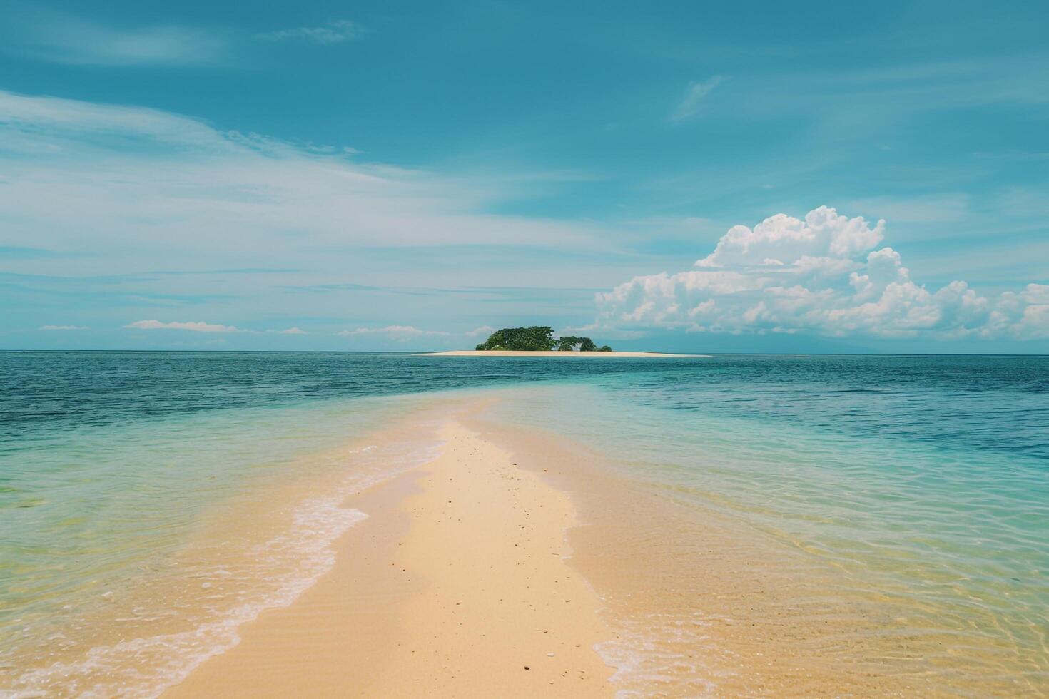 Secluded Island Beach with Gen Sand and Turquoise Water photo