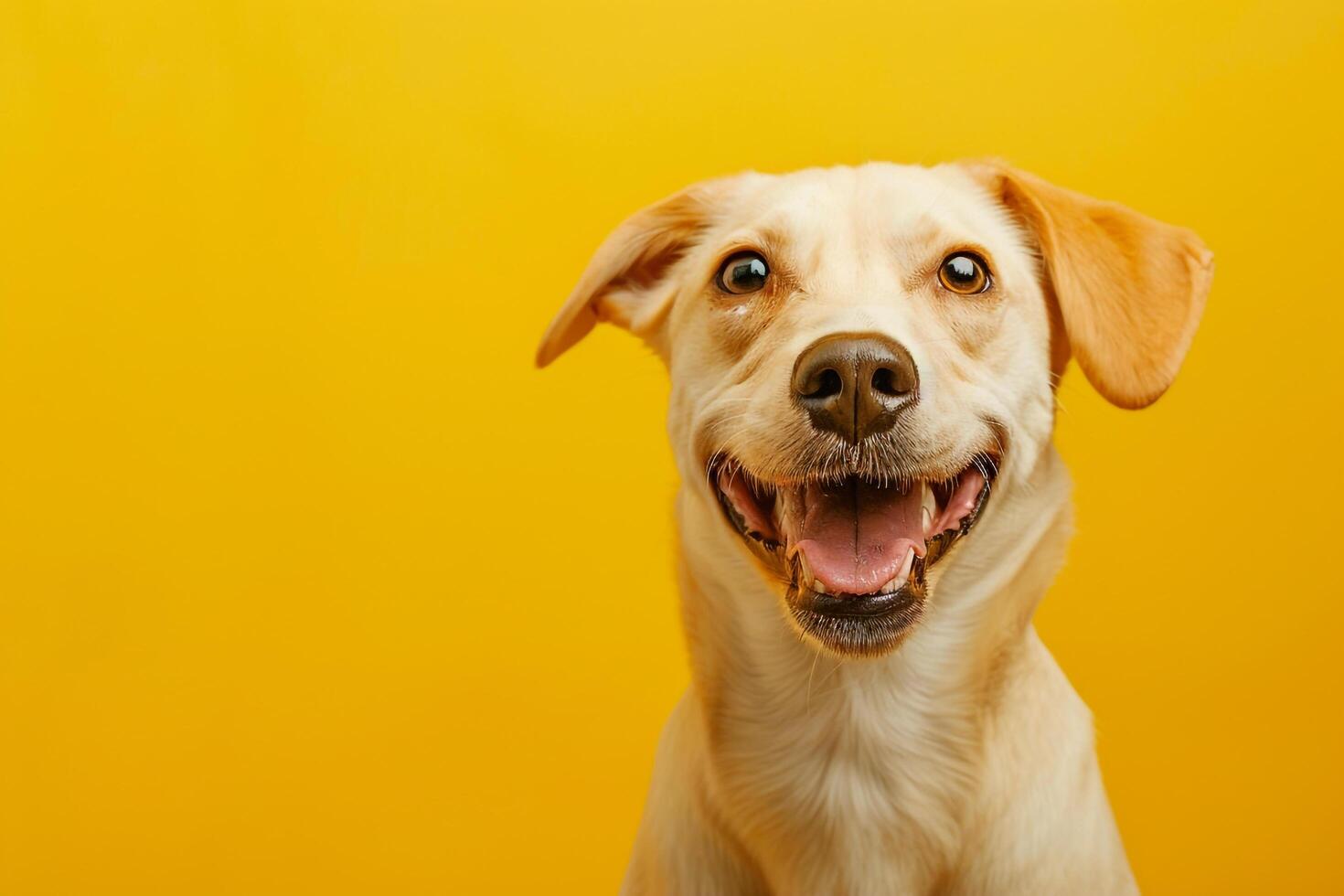 Dog with a cheerful  background radiating joy and energy photo