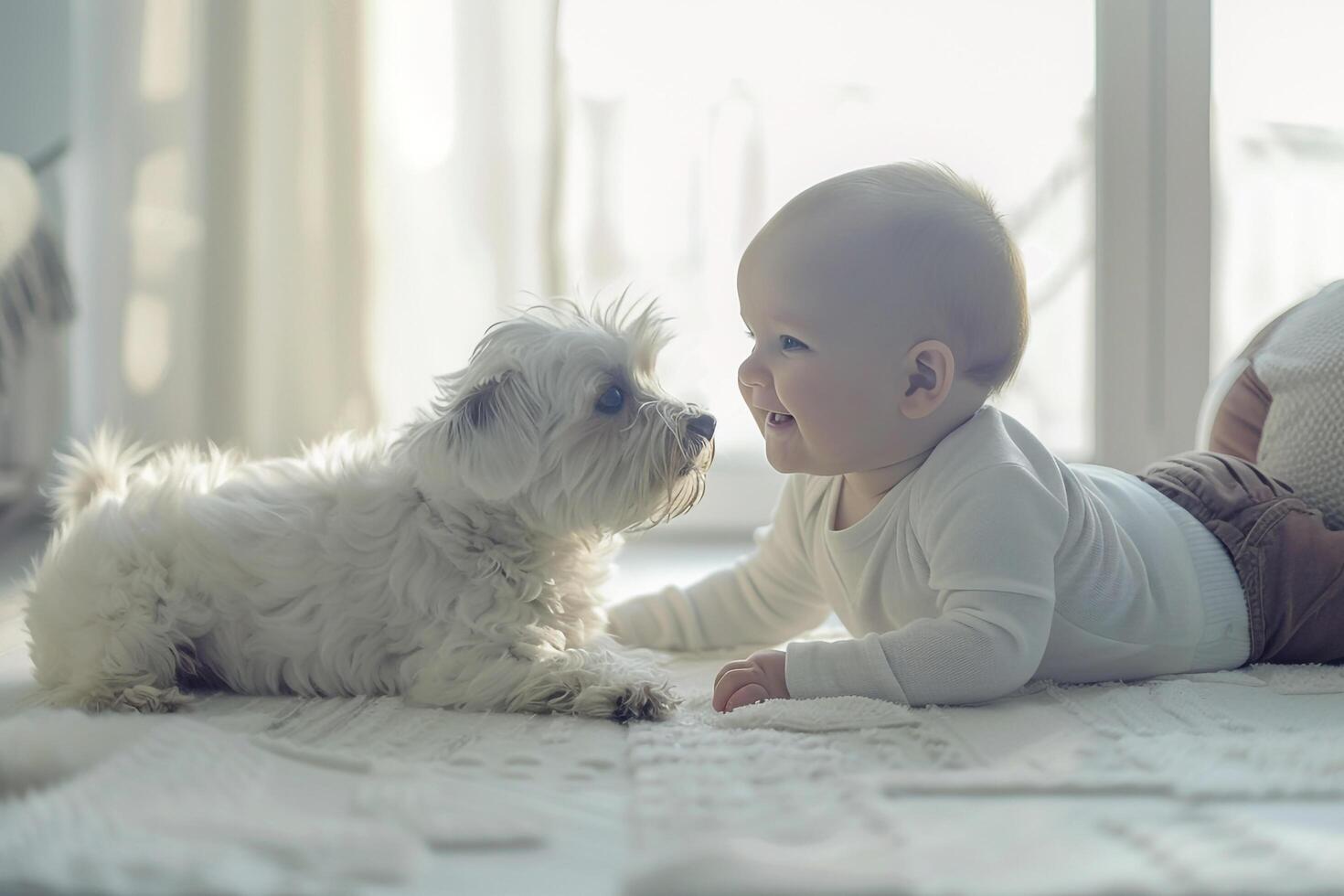 Baby with Family Pet Heartwarming Bond photo