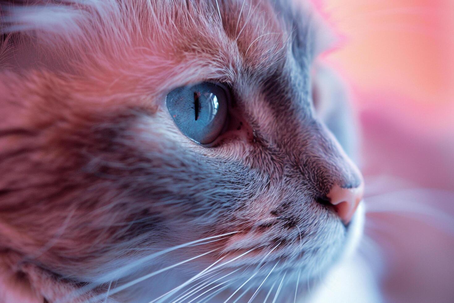 Cat with  Pink Background Adorable Pose photo