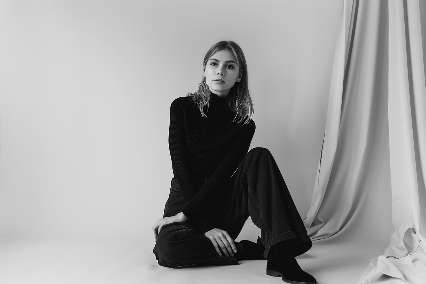 Model in desktop  with background photo