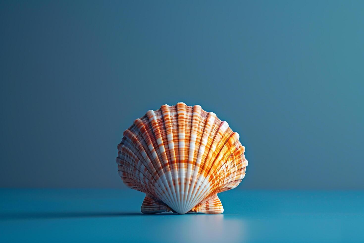 Blue Gradient Background with Single Seashell photo