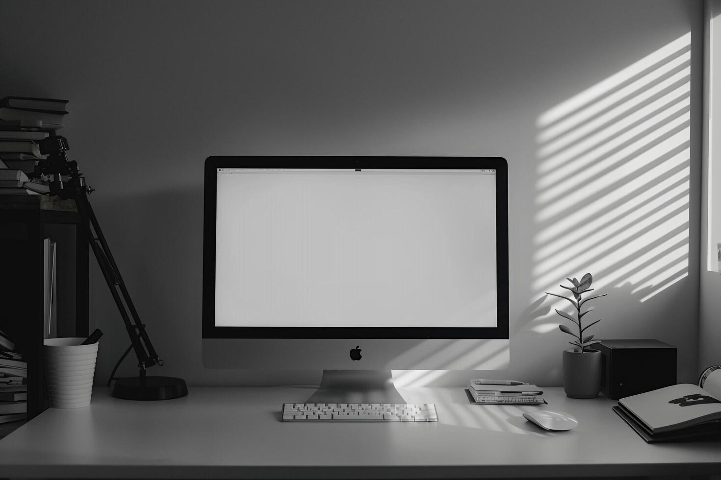 Computer Mockup Background on a White Desk with Study Materials Nearby Concentrated Computer Background photo