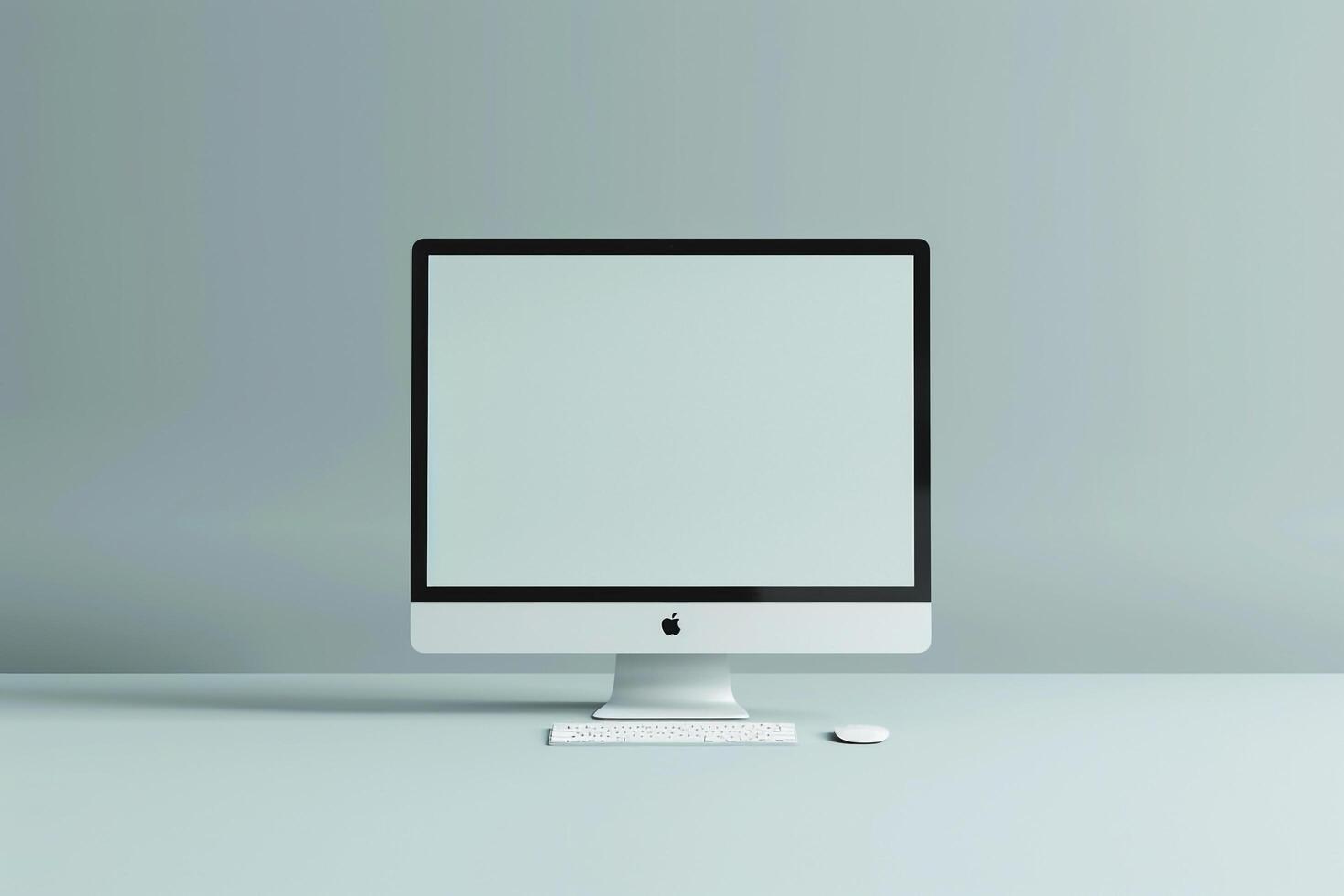 Light Grayish Computer Monitor Mockup Screen for  Digital Presentation photo