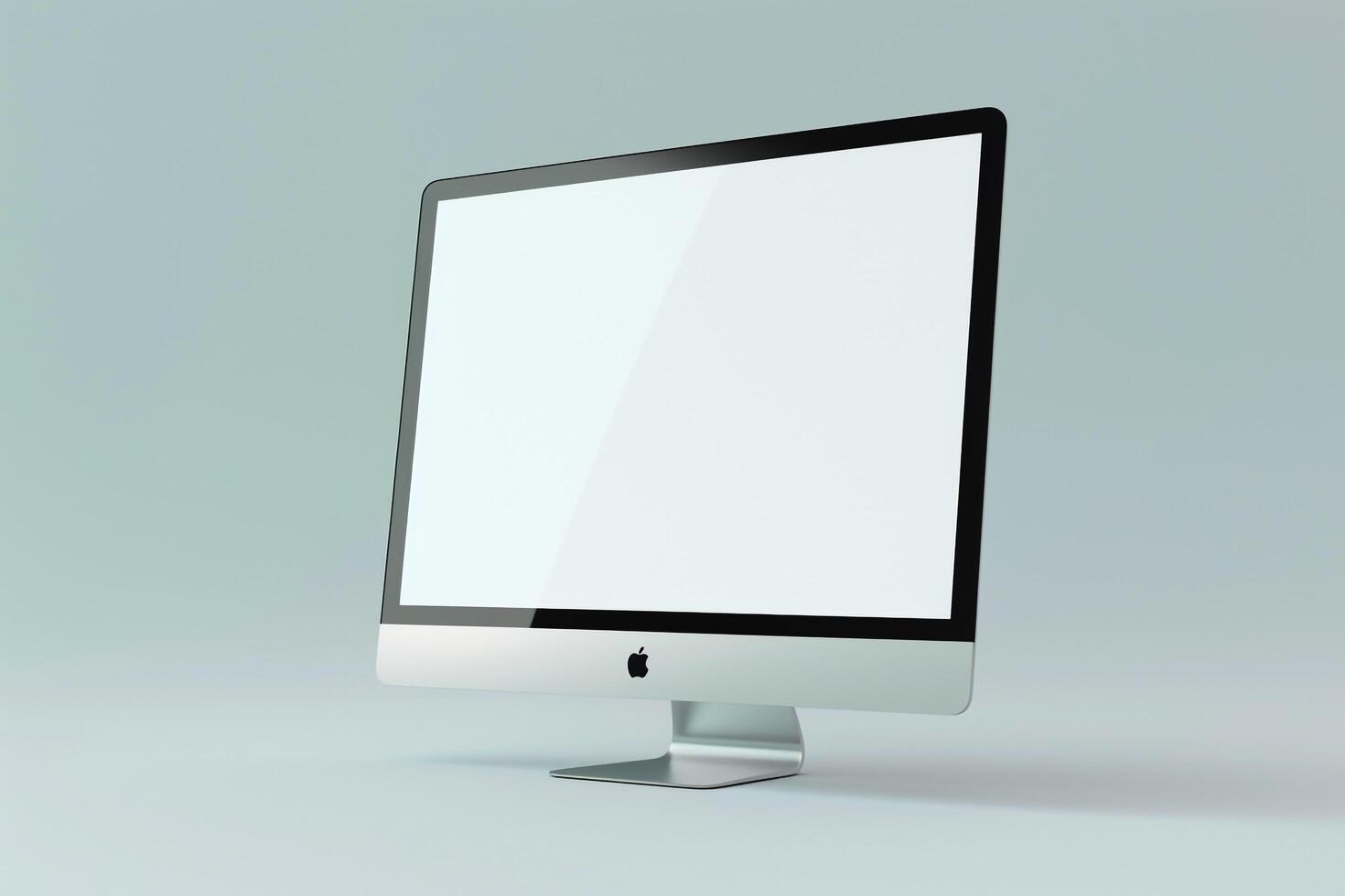 Computer Monitor Mockup Screen on Light Grayish Background photo