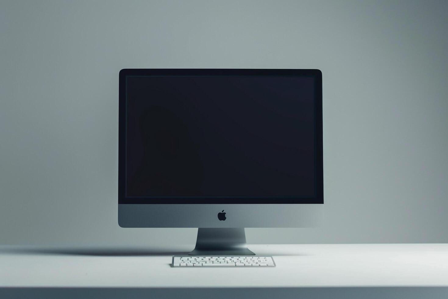 Contemporary Computer Monitor Mockup Screen on Light Grayish Background photo