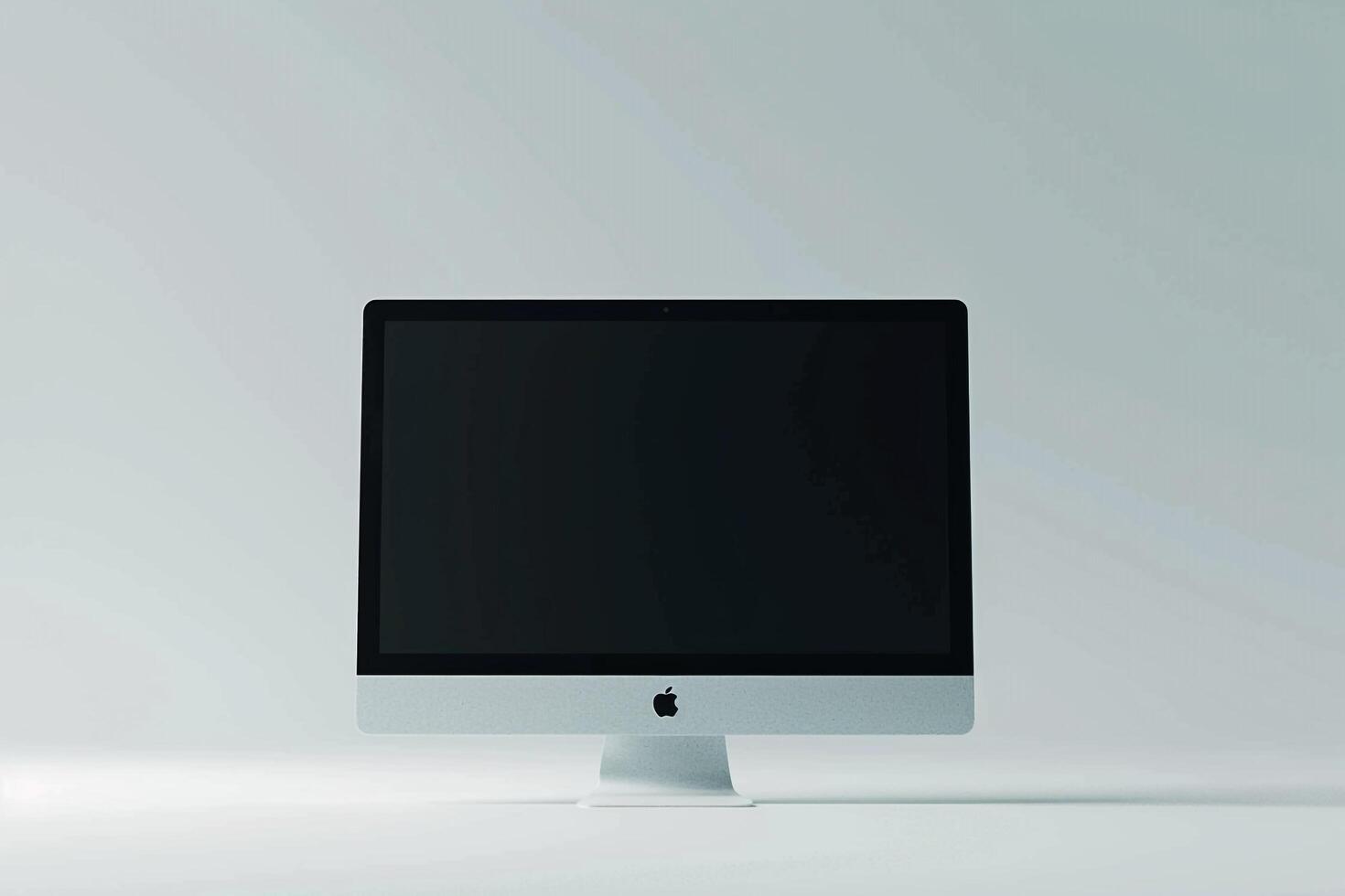 Professional Computer Monitor Mockup Screen on Light Grayish Background photo