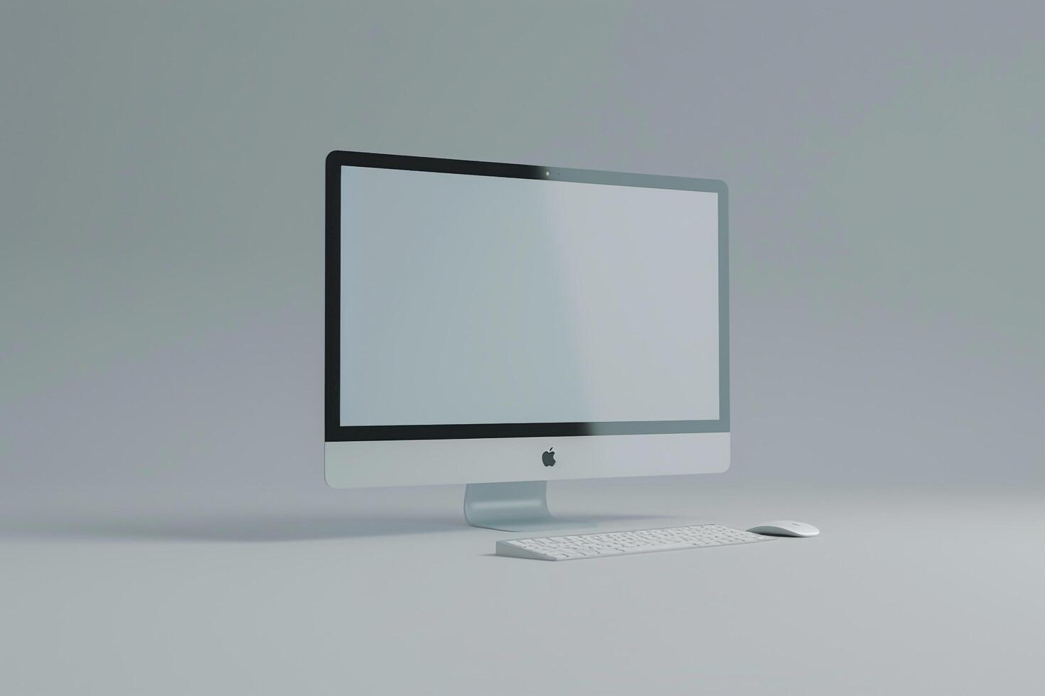 ist Computer Monitor Mockup on Light Grayish Background photo