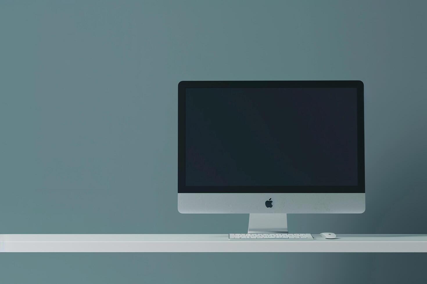 Computer Monitor Mockup Screen on Light Grayish Background photo