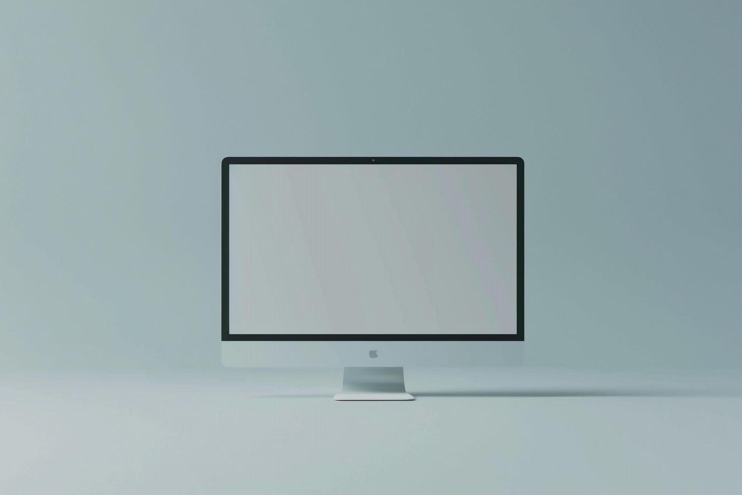 Computer Monitor Mockup Screen on Light Grayish Background photo